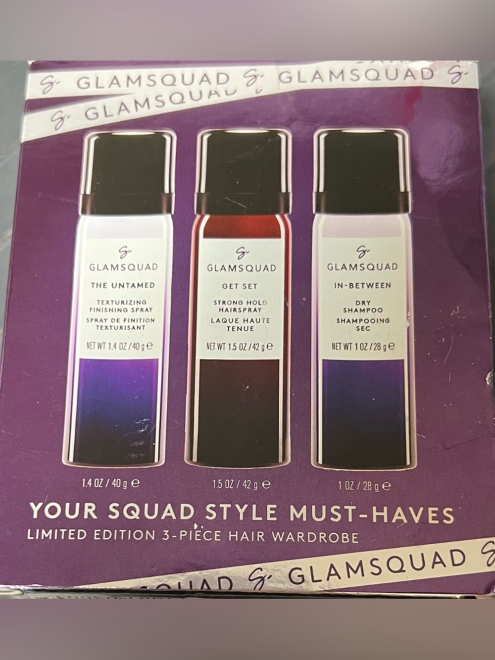 GLAMSQUAD GET SET HAIRSPRAY IN BETWEEN DRY SHAMPOO THE UNTAMED SPRAY 3 Piece Set